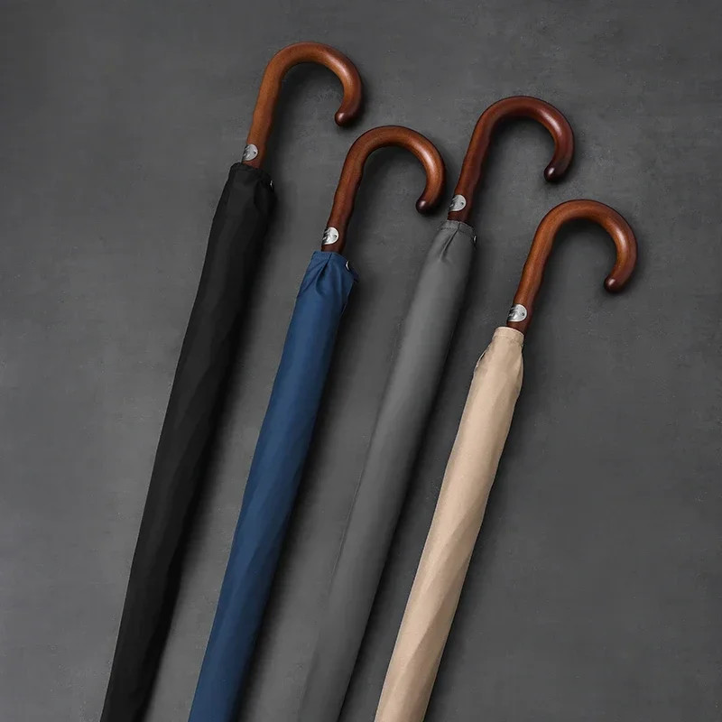 Parachase Wooden Long Umbrella for Men, Big Size Windproof Golf Umbrella with Designer Handle for Heavy Rain Outdoor Use