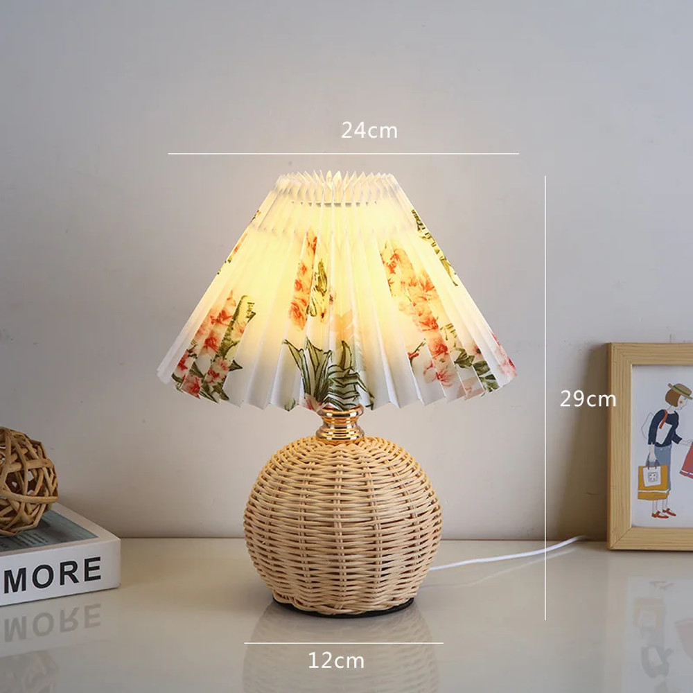 Nordic Ins Wind Internet Red Desk Lamp for Girls, High-End Pleated Bedroom Bedhead Lamp with Warm Night Light