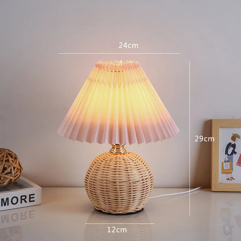 Nordic Ins Wind Internet Red Desk Lamp for Girls, High-End Pleated Bedroom Bedhead Lamp with Warm Night Light