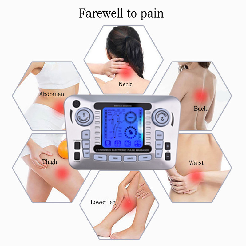 Professional 12 Mode TENS EMS Muscle Stimulator Electric Pulse Massager For Digital Pain Relief He 2