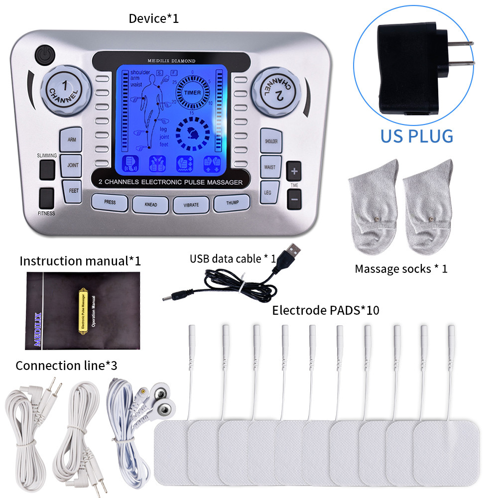 Professional 12 Mode TENS EMS Muscle Stimulator Electric Pulse Massager For Digital Pain Relief He 7
