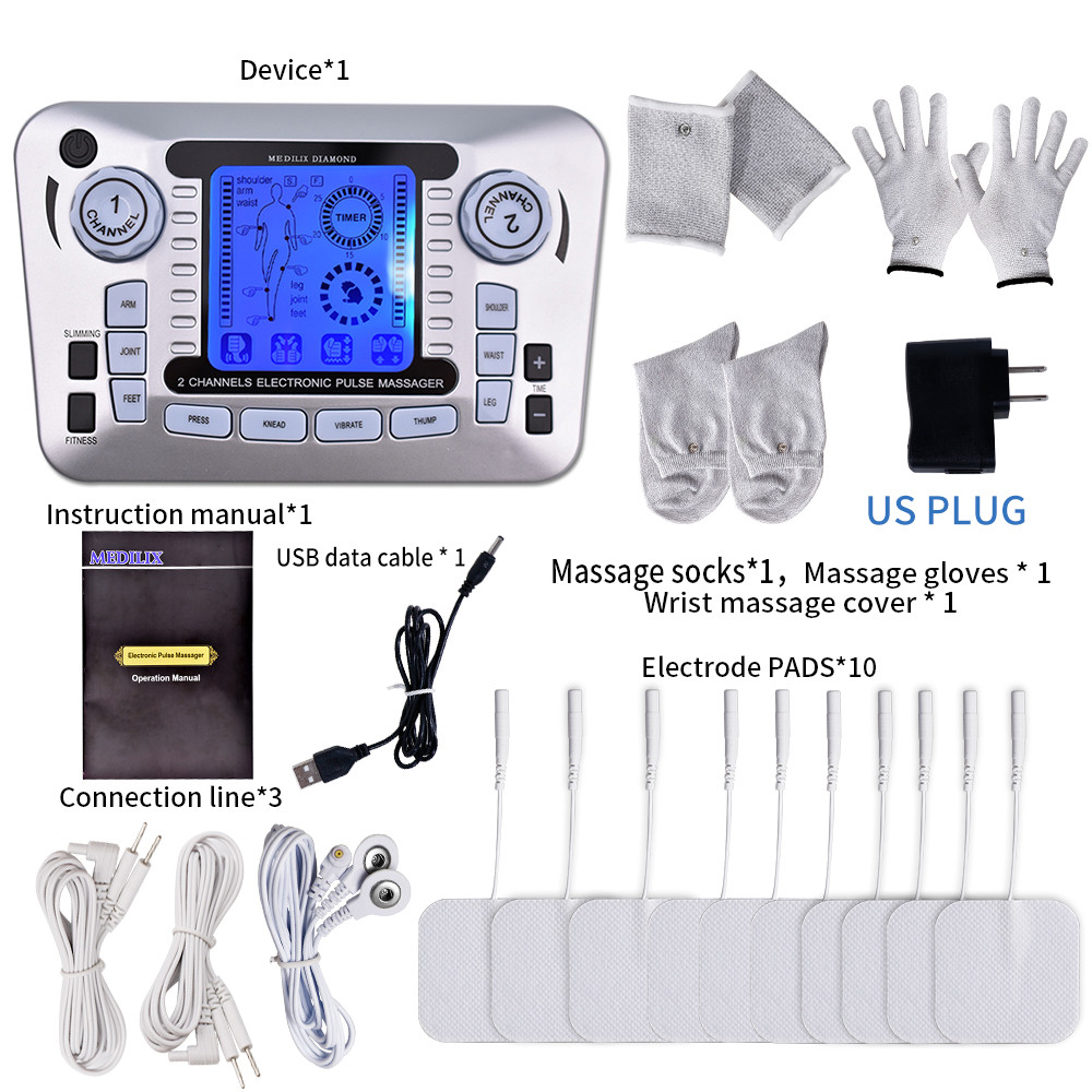 Professional 12 Mode TENS EMS Muscle Stimulator Electric Pulse Massager For Digital Pain Relief He 9