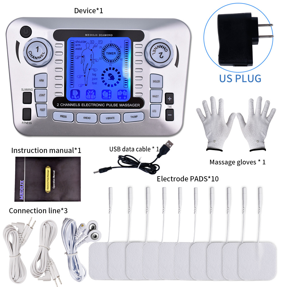 Professional 12 Mode TENS EMS Muscle Stimulator Electric Pulse Massager For Digital Pain Relief He 12