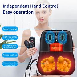 jinkairui electric shiatsu head neck massager pillow with heating, cervical traction body massage device for car, office