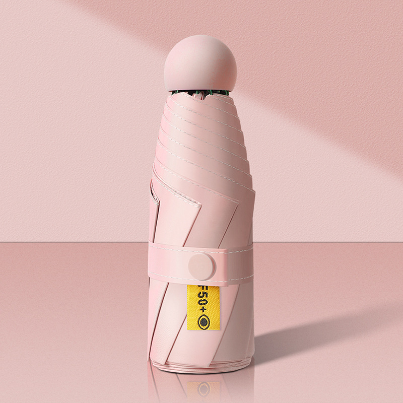 Compact Travel Mini Umbrella with UV Protection, 5 Fold Ultra Lightweight, Portable Manual Sunshade Umbrella