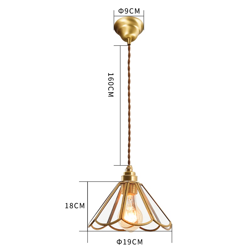 IWHD Japanese Style Vintage Pendant Lamp Slag Glass Polished Copper LED Hanglamp For Bedroom Bar C 7