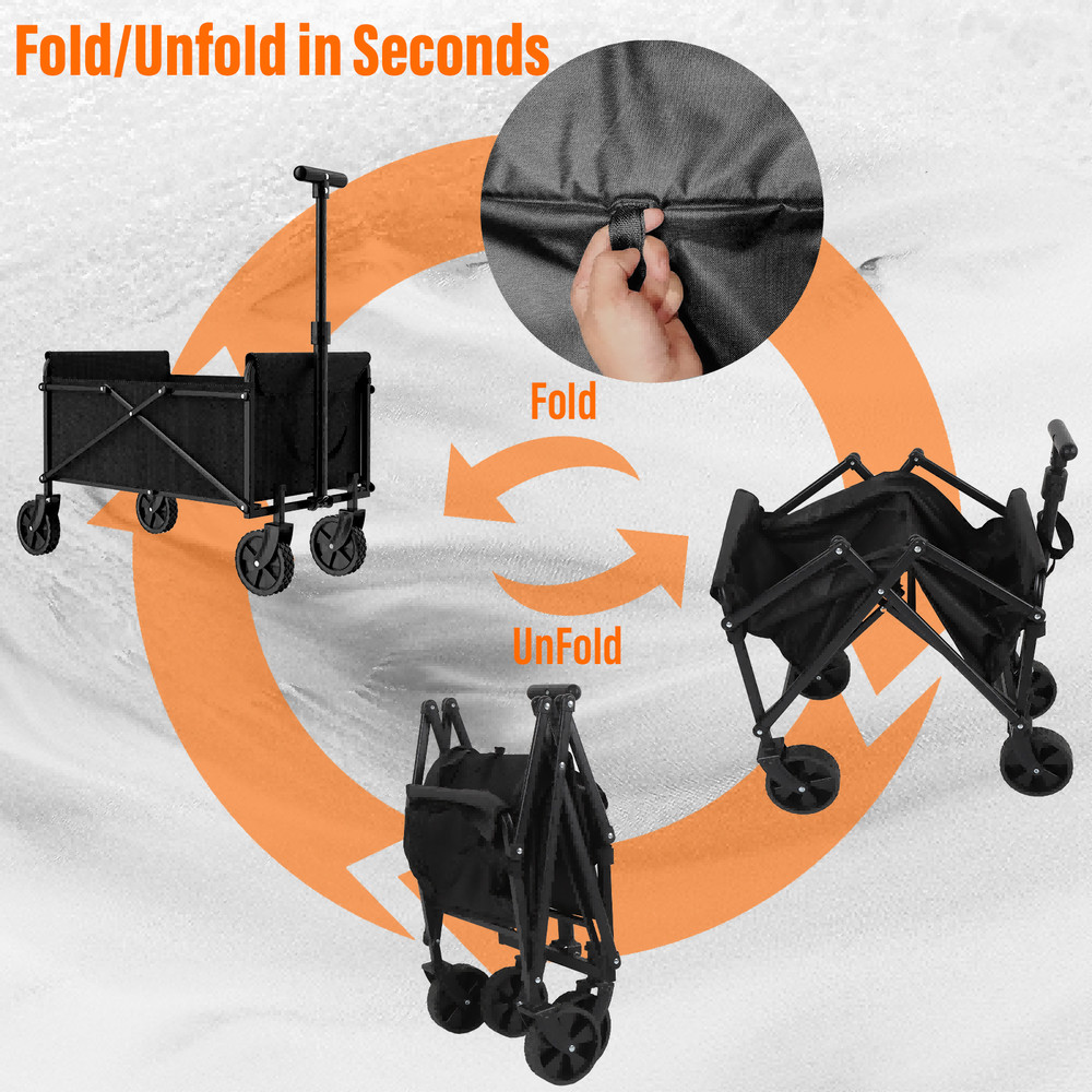 HeavyDuty Collapsible Utility Cart For Garden Beach Picnic Shopping Portable Folding Wagon Trolley 3