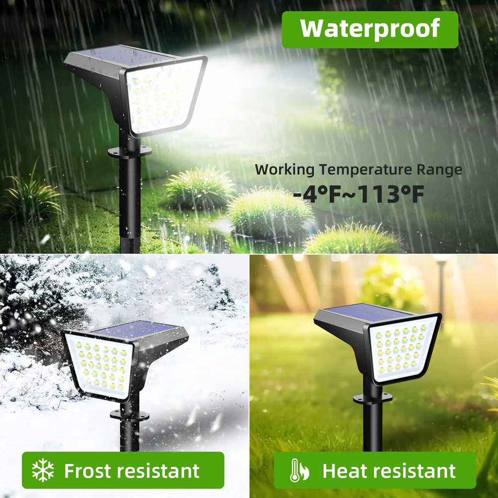 4 Pack Waterproof Outdoor Solar Street Lights, Dusk to Dawn Garden Spotlights for Yard, Terrace, and Landscape Decorati