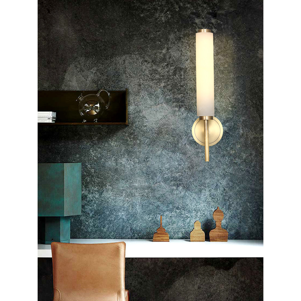 Modern Marble Wall Light with Copper Finish, Creative E14 Sconce for Living Room, Bedroom, Study Home Decor
