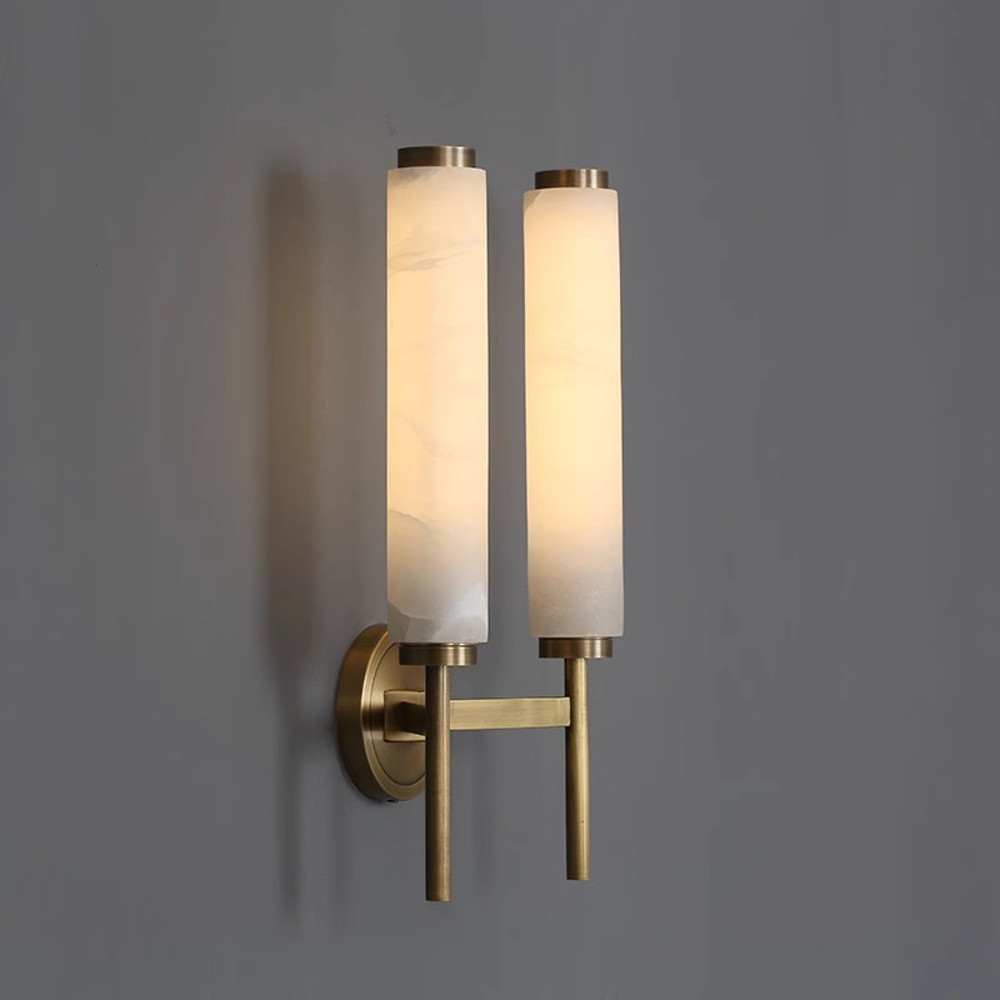 Modern Marble Wall Light with Copper Finish, Creative E14 Sconce for Living Room, Bedroom, Study Home Decor