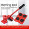 5Pcs/set Professional Furniture Mover Tool Set, Heavy Duty Moving Roller with Lifting Bar, Wheels for Effortless