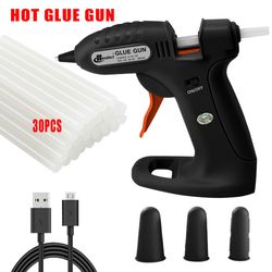 cordless hot melt glue gun for diy crafts, small household glue gun with 30 mini clear sticks, arts craft repair tool