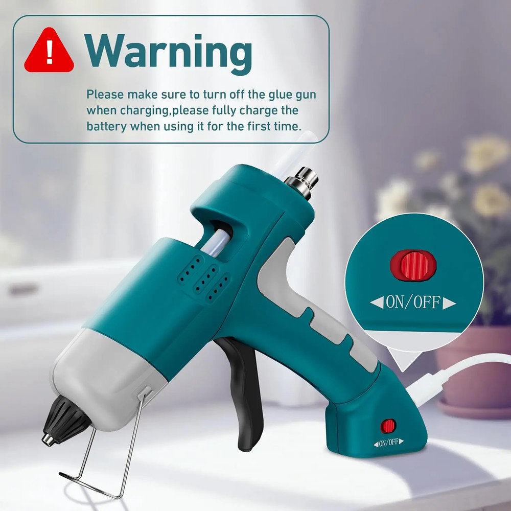 Cordless Hot Melt Glue Gun 20W with Type-C Charging, Portable Fast Heating Glue Gun and Stick Kit, Glue Sticks Included