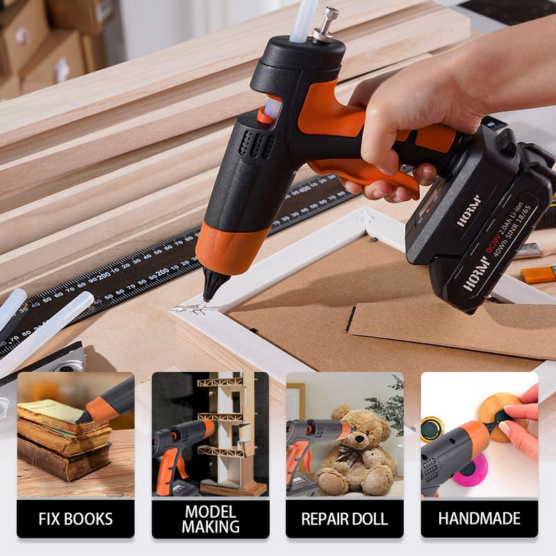 Rechargeable Electric Cordless Hot Melt Glue Gun, DIY Repair Tool, Air Gun Compatible with 11mm Glue Stick