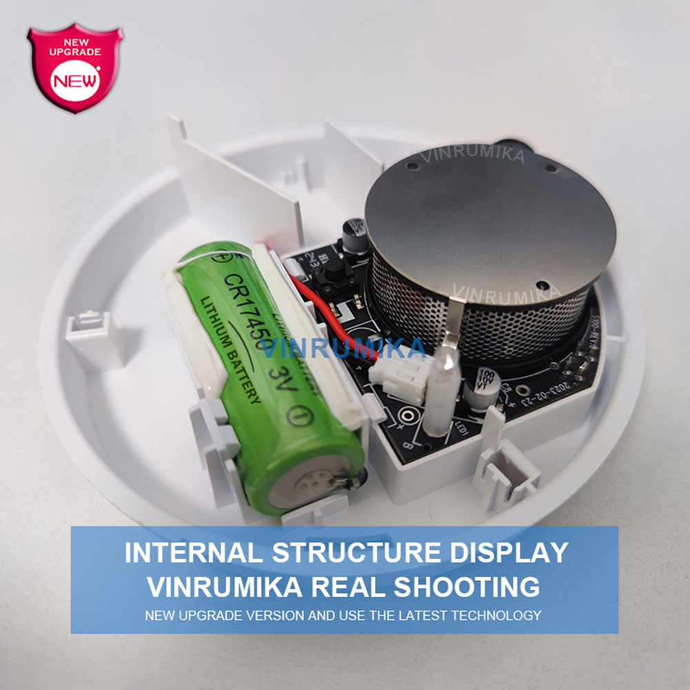 Smart WiFi Smoke Detector Tuya App Control with Lithium Battery, Fire Alarm Sensor for Kitchen Shop Parlor Room