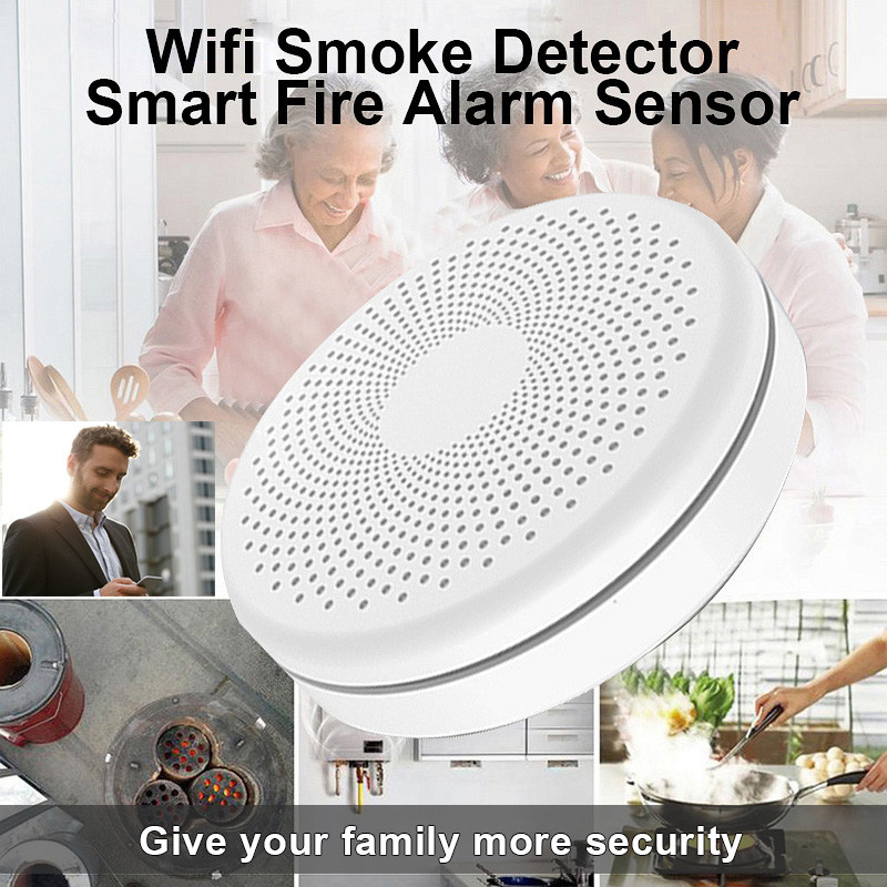 WiFi Tuya Smart Smoke and CO Detector 2 in 1 Version, Carbon Monoxide Alarm for Kitchen, Parlor, Shop Fire Safety Sensor