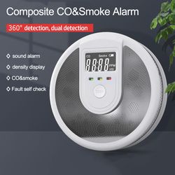 fire protection smoke detector, 2 in 1 independent co smoke alarm, composite carbon monoxide sensor for home and office