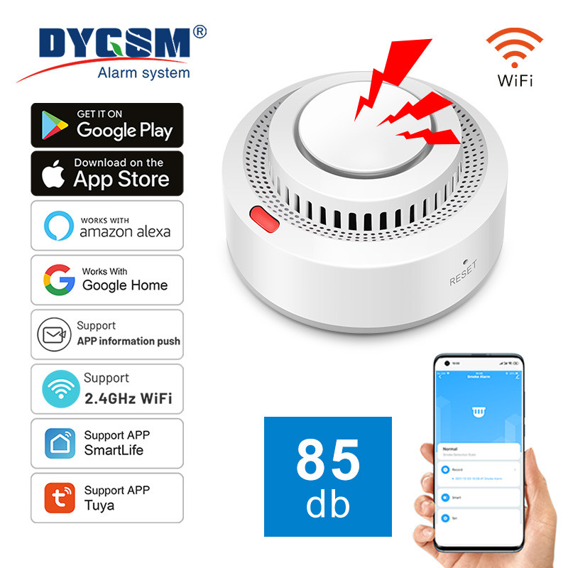 Smart WiFi Smoke Detector Tuya App Remote Monitoring Comprehensive Detection Works With Alexa Googl 0