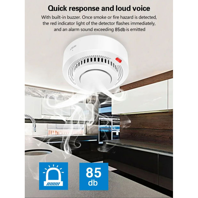 Smart WiFi Smoke Detector Tuya App Remote Monitoring Comprehensive Detection Works With Alexa Googl 2