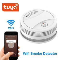 wifi fire protection smoke detector sensor, tuya smart alarm fire smoke detector, smart life app home security alarm