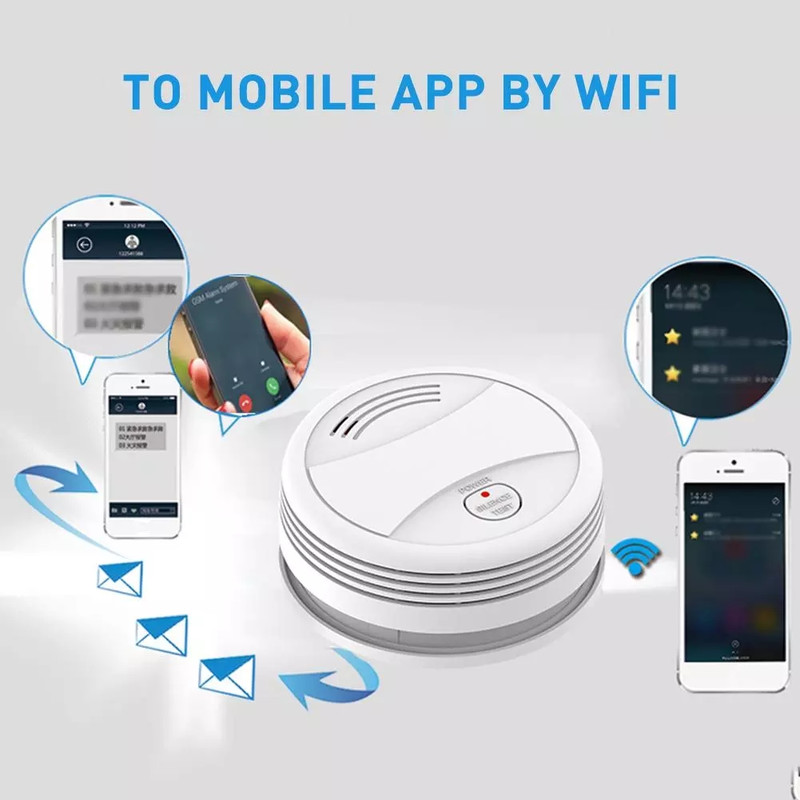 WiFi Fire Protection Smoke Detector Sensor, Tuya Smart Alarm Fire Smoke Detector, Smart Life App Home Security Alarm