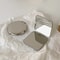 Stainless Steel Portable Women Makeup Mirror Hand Pocket FoldedSide Cosmetic Small Travel Compact M 0
