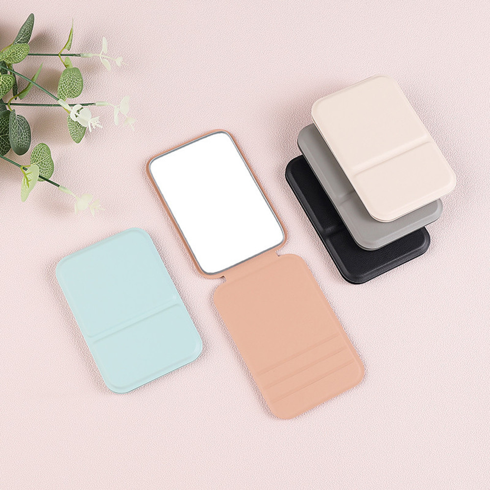 Small Solid Color Makeup Mirror, Mini Folding Portable Mirror for Women Men, High Quality PU Leather Pocket Glass
