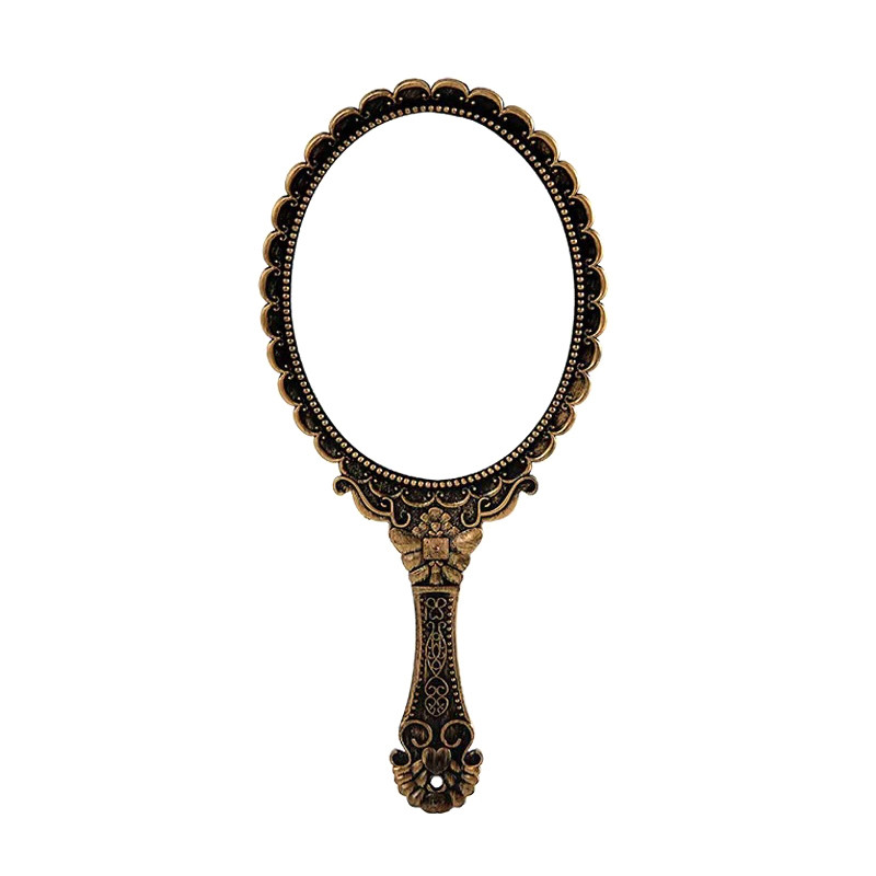 Hand Held Vintage Lace Makeup Mirror Portable Oval Round Mirror Noble Retro Court Style Beauty Tool 11