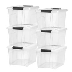plastic storage bins with lids 20 qt stackable storage containers 6 pack durable totes for closet pantry garage