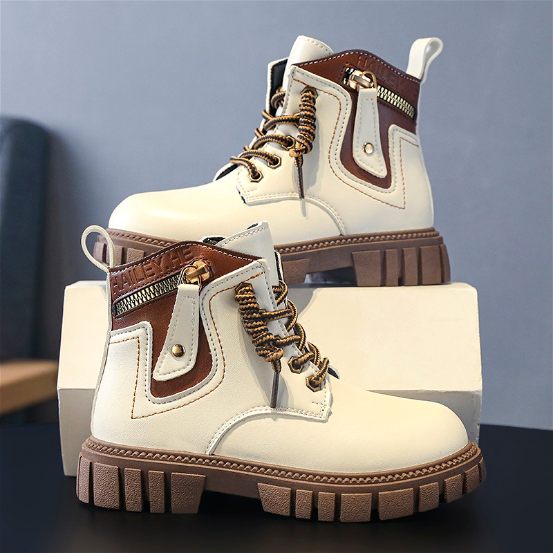 Kids Autumn Short Boots, Warm Lightweight Girls Snow Shoes, Thin Fleece Lining PU Upper Childrens Boy Boots Anti Slip