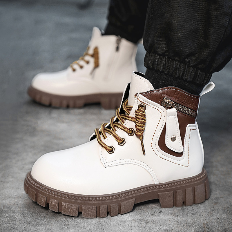 Kids Autumn Short Boots, Warm Lightweight Girls Snow Shoes, Thin Fleece Lining PU Upper Childrens Boy Boots Anti Slip