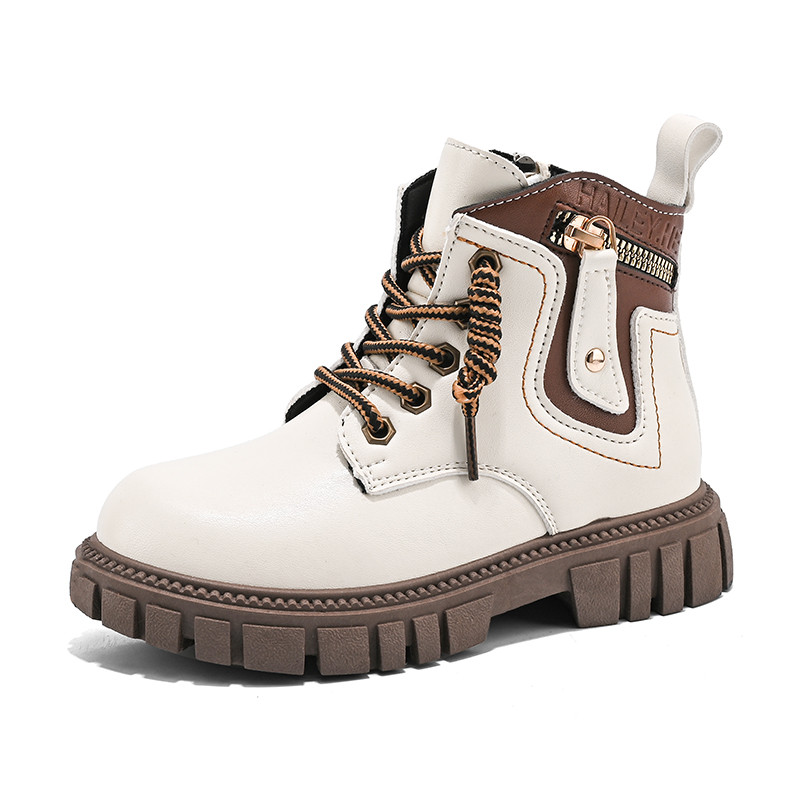 Kids Autumn Short Boots, Warm Lightweight Girls Snow Shoes, Thin Fleece Lining PU Upper Childrens Boy Boots Anti Slip