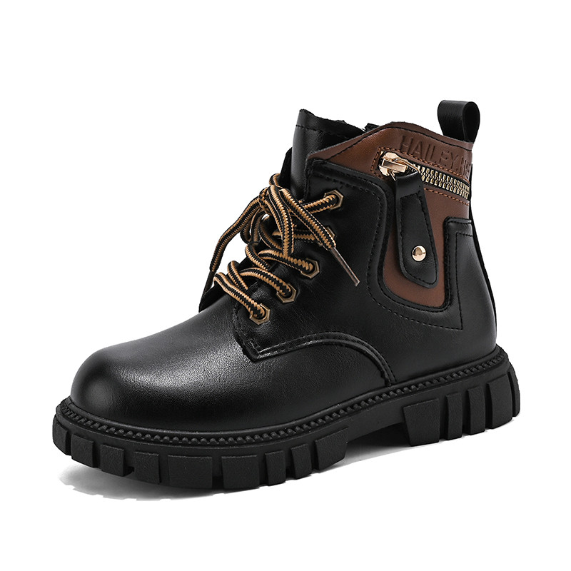 Kids Autumn Short Boots, Warm Lightweight Girls Snow Shoes, Thin Fleece Lining PU Upper Childrens Boy Boots Anti Slip