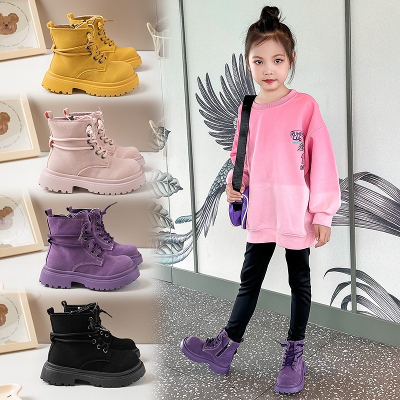 PU Leather Autumn Fashion Boots For Girls, Trend Teenager Girl's Boots, Waterproof Platform Kids Boots