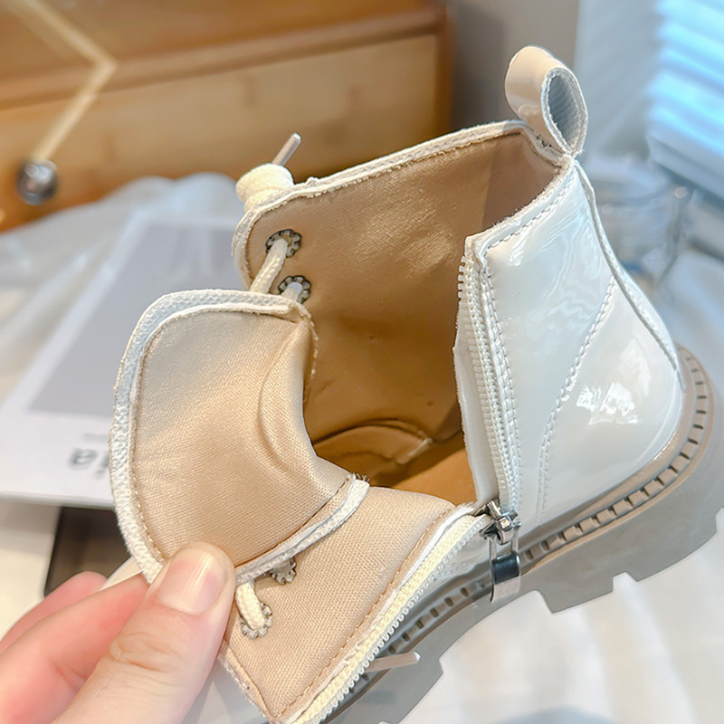 Girls PU Leather Boots, Waterproof Platform Children's Ankle Boots, Soft Soled Outdoor Fashion Trend Boots for Kids