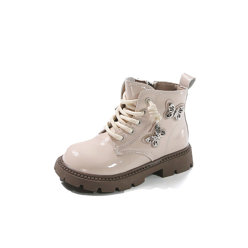 Girls PU Leather Boots, Waterproof Platform Children's Ankle Boots, Soft Soled Outdoor Fashion Trend Boots for Kids