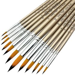 professional round artist paint brushes set, pointed tip nylon hair, watercolor brush for acrylic painting