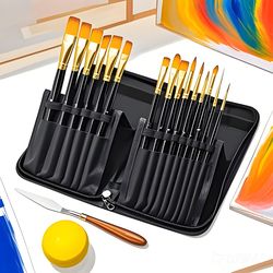 paint brushes set for watercolor acrylic oil, nylon hair wood handle, professional art supplies for kids and adults