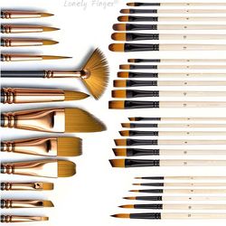 mix paint brush set nylon hair brushes for acrylic, oil, gouache, body, face, nail art, kids and adults