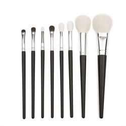 orchid pro 8 pcs goat hair makeup brush set, powder highlighting brushes, tapered crease shader eyeshadow kit
