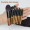 Mini Travel Makeup Brush Set with Pouch, Portable Wooden Handle Cosmetic Brushes for Powder, Blush Highlighter Eyeshadow