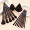 13pcs Black Makeup Brush Set with Soft Powder Brush, Portable Makeup Tools, 1PCS Triangular Puff, Foundation Sponge