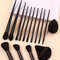 13pcs Black Makeup Brush Set with Soft Powder Brush, Portable Makeup Tools, 1PCS Triangular Puff, Foundation Sponge