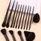 13pcs Black Makeup Brush Set with Soft Powder Brush, Portable Makeup Tools, 1PCS Triangular Puff, Foundation Sponge