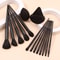 13pcs Black Makeup Brush Set with Soft Powder Brush, Portable Makeup Tools, 1PCS Triangular Puff, Foundation Sponge