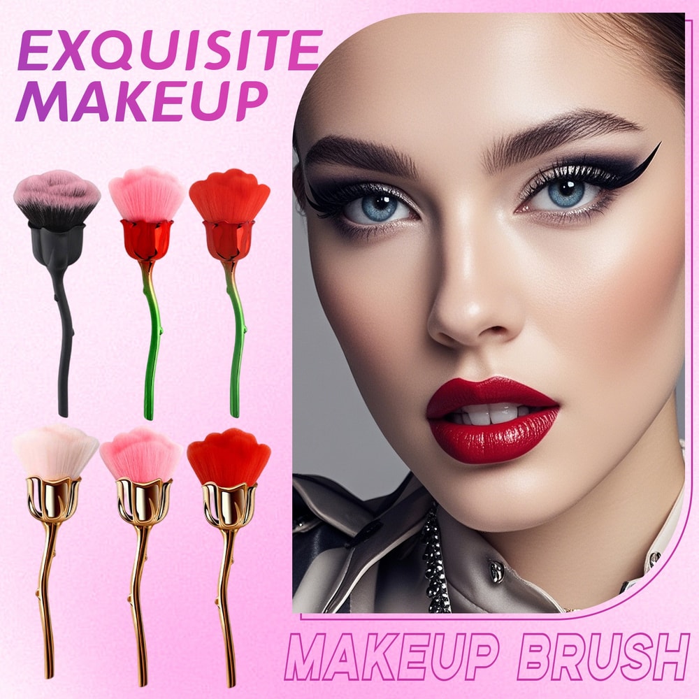 Rose Makeup Brush Personalized Rose Powder Brush, Large Single Powder Brush, Soft Synthetic Beauty Tool for Daily Makeup