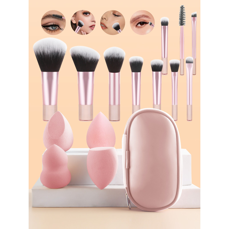 Makeup Brush and Makeup Egg Set, Powder Eyeshadow Foundation Blush Concealer Beauty Makeup Tools Brushes Kit