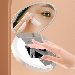 travel makeup uv mirror sunscreen testing camera with light, 2x magnification, 3.5in compact pocket size