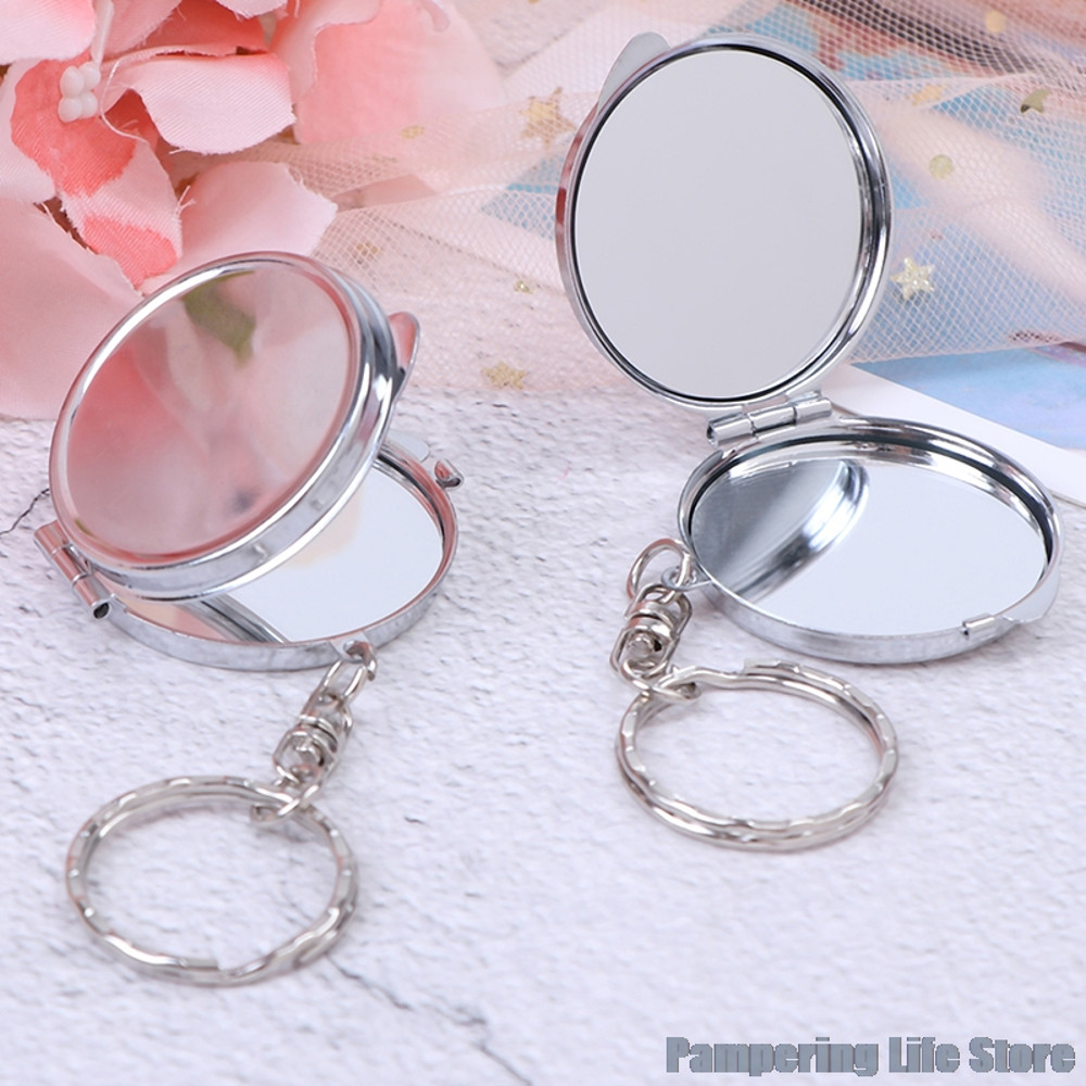 Pocket Compact Makeup Cosmetic Mirror, Portable Key Chain Folding Mirror With Key Ring, Small Travel Mirror Gift