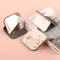 Portable Square Stainless Steel Makeup Mirror, Printed Pattern, Anti Fall, Dirt Resistant, Desktop Handheld Pocket